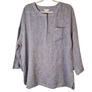 Pure Jill blue heathered linen top. Size XL. #982